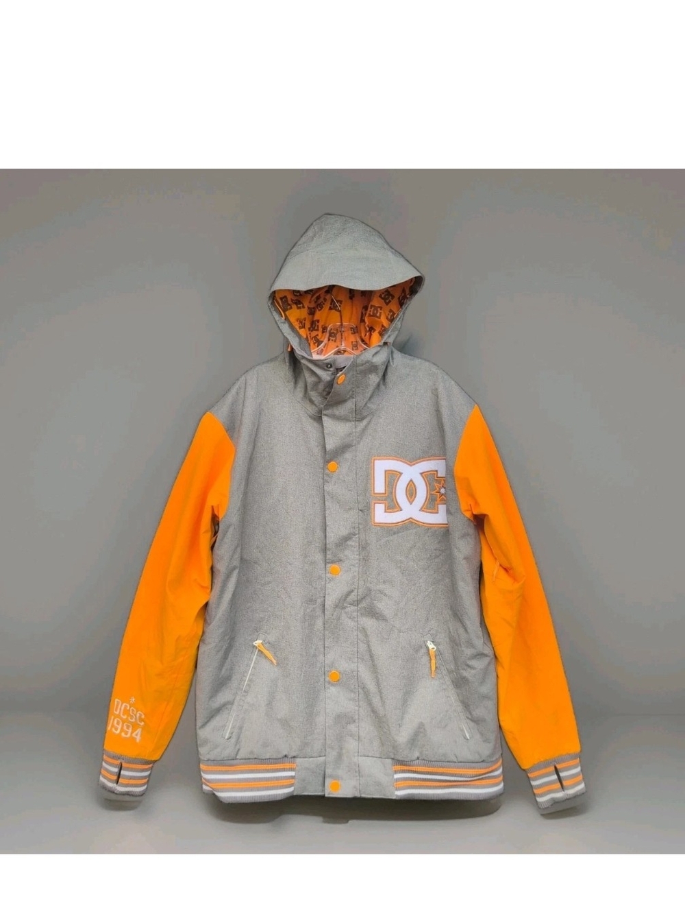 DC Shoes Jacket Large Gray Orange 10K Waterproof Vented Snowboard Ski Insulated